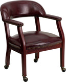 Oxblood Vinyl Luxurious Conference Chair with Casters