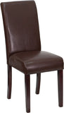 Dark Brown Leather Upholstered Parsons Chair