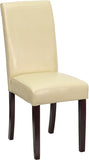 Ivory Leather Upholstered Parsons Chair