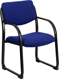 Navy Fabric Executive Side Chair with Sled Base