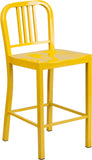 24'' High Yellow Metal Indoor-Outdoor Counter Height Stool