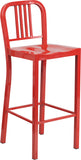 30'' High Red Metal Indoor-Outdoor Barstool