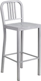 30'' High Silver Metal Indoor-Outdoor Barstool