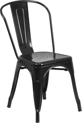 Black Metal Indoor-Outdoor Stackable Chair