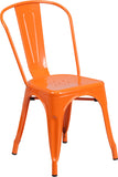 Orange Metal Indoor-Outdoor Stackable Chair