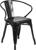 Black Metal Indoor-Outdoor Chair with Arms