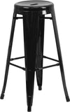 30'' High Backless Black Metal Indoor-Outdoor Barstool with Round Seat