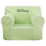 Personalized Oversized Green Dot Kids Chair with White Piping