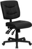 Low Back Black Leather Multi-Functional Swivel Task Chair