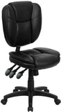 Mid-Back Black Leather Multi-Functional Ergonomic Swivel Task Chair
