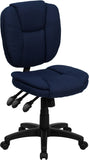 Mid-Back Navy Blue Fabric Multi-Functional Ergonomic Swivel Task Chair