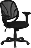 Y-GO Chair™ Mid-Back Black Mesh Swivel Task Chair with Arms