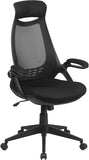 High Back Black Mesh Executive Swivel Office Chair with Flip-Up Arms