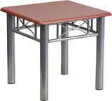 Mahogany Laminate End Table with Silver Steel Frame