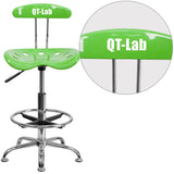 Personalized Vibrant Apple Green and Chrome Drafting Stool with Tractor Seat
