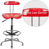 Personalized Vibrant Red and Chrome Drafting Stool with Tractor Seat