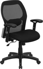Mid-Back Black Super Mesh Executive Swivel Office Chair with Mesh Padded Seat