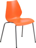 HERCULES Series 770 lb. Capacity Orange Stack Chair with Lumbar Support and Silver Frame