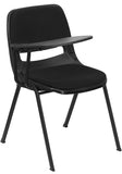 Black Padded Ergonomic Shell Chair with Right Handed Flip-Up Tablet Arm