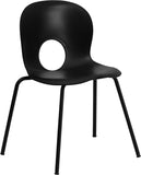 HERCULES Series 770 lb. Capacity Designer Black Plastic Stack Chair with Black Frame