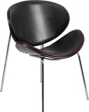 Mahogany Bentwood Leisure Reception Chair with Black Leather Upholstery