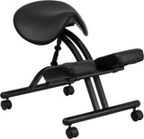 Ergonomic Kneeling Chair with Black Saddle Seat