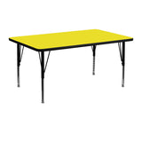24''W x 48''L Rectangular Activity Table with 1.25'' Thick High Pressure Yellow Laminate Top and Height Adjustable Preschool Legs