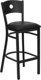 HERCULES Series Black Circle Back Metal Restaurant Barstool - Black Vinyl Seat