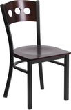 HERCULES Series Black Decorative 3 Circle Back Metal Restaurant Chair - Walnut Wood Back & Seat
