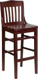 HERCULES Series Mahogany Finished School House Back Wooden Restaurant Barstool