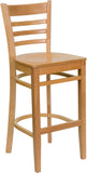 HERCULES Series Natural Wood Finished Ladder Back Wooden Restaurant Barstool