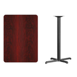 30'' x 42'' Rectangular Mahogany Laminate Table Top with 22'' x 30'' Bar Height Table Base
