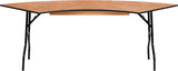 7.25 ft. x 2.5 ft. Serpentine Wood Folding Banquet Table