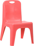 Red Plastic Stackable School Chair with Carrying Handle and 11'' Seat Height