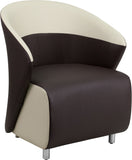 Dark Brown Leather Reception Chair with Beige Detailing