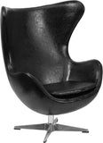 Black Leather Egg Chair with Tilt-Lock Mechanism