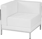 HERCULES Imagination Series Contemporary White Leather Left Corner Chair with Encasing Frame