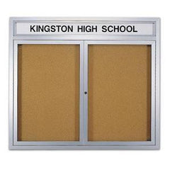 42"H X60"W  2-Door Enclosed Bulletin Board w/Header,