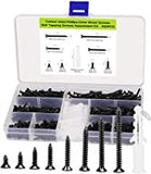 M3 Flat Head Wood Screws Assortment Fasteners Kit 420pcs,Phillips Drive Countersunk Head Self-Tapping Screws,Carbon Steel,Contains 20pcs M6 Screw Anchors