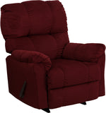 Contemporary Top Hat Berry Microfiber Rocker Recliner