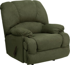 Contemporary Glacier Olive Microfiber Chaise Rocker Recliner