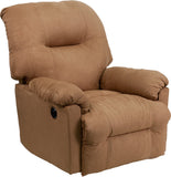 Contemporary Calcutta Camel Microfiber Power Chaise Recliner with Push Button