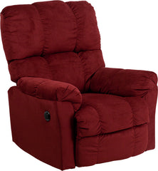 Contemporary Top Hat Berry Microfiber Power Recliner with Push Button