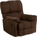 Contemporary Top Hat Chocolate Microfiber Power Recliner with Push Button