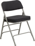 HERCULES Series Premium Curved Triple Braced & Double Hinged Black Pin-Dot Fabric Upholstered Metal Folding Chair