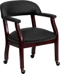 Black Leather Conference Chair with Casters