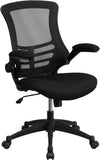 Mid-Back Black Mesh Swivel Task Chair with Mesh Padded Seat and Flip-Up Arms
