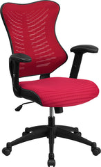 High Back Burgundy Designer Mesh Executive Swivel Office Chair with Mesh Padded Seat