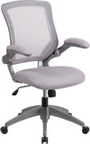 Mid-Back Gray Mesh Swivel Task Chair with Gray Frame and Flip-Up Arms