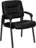 Black Leather Executive Side Chair with Titanium Frame Finish